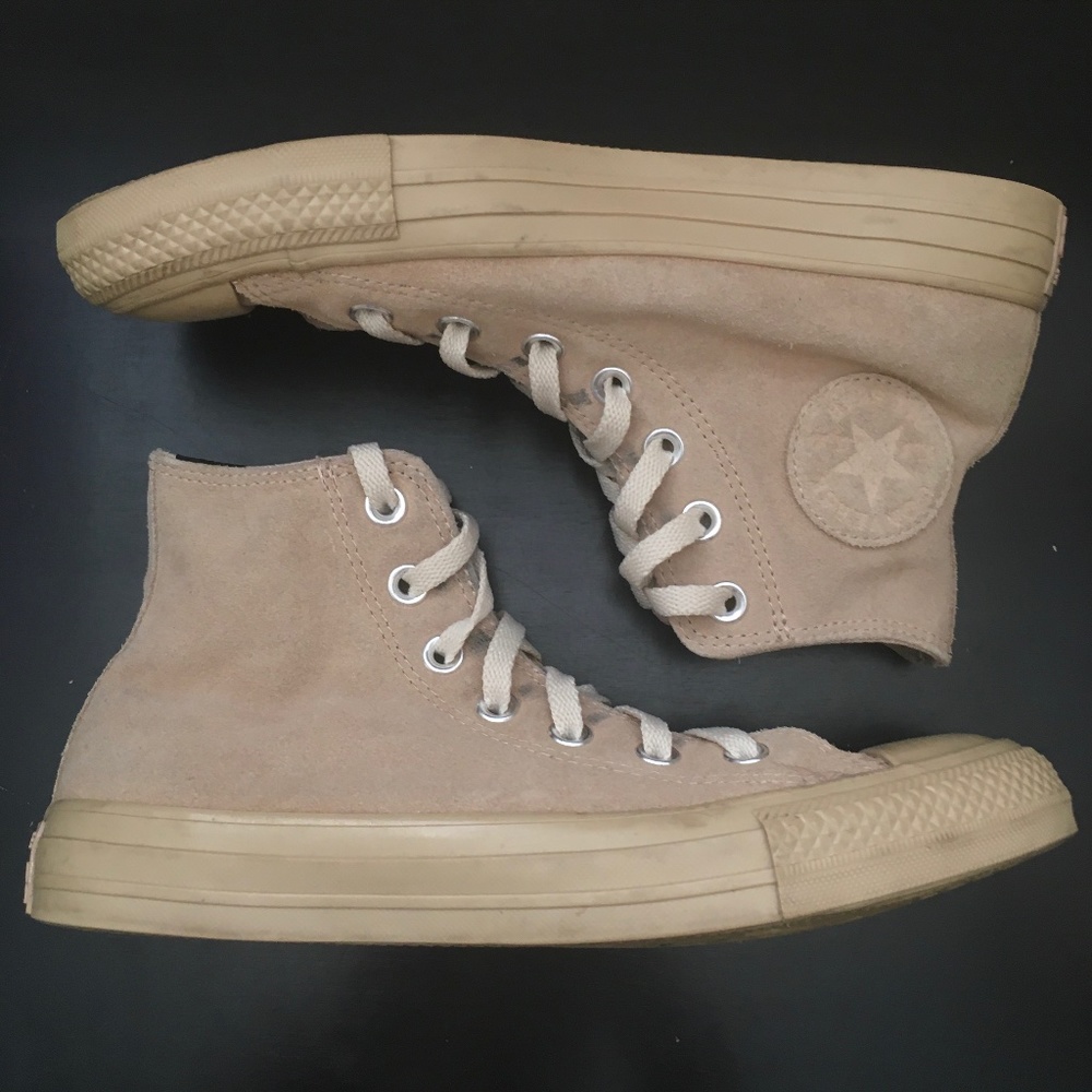 Tan Suede Converse Chuck Taylor High Top Sneakers